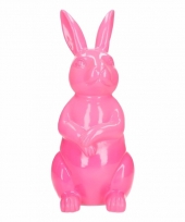 Dierenbeeld haas konijn roze 30 cm trend