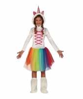 Dierenpak eenhoorn jurk wit met capuchon voor meisjes trend