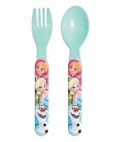 Disney frozen lichtblauw kinderbestek vork met lepel 14 cm trend