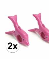 Dolfijnen handdoeken knijpers roze 2 stuks trend