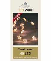 Draadverlichting met timer 40 witte sterren op batterij trend