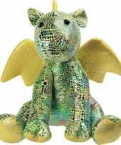 Draken speelgoed artikelen draak knuffelbeest groen 23 cm trend