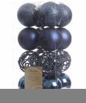 Elegant christmas kerstboom decoratie kerstballen blauw 16 x trend