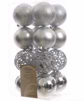 Elegant christmas kerstboom decoratie kerstballen zilver 16 x trend