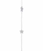 Elegant christmas kerstversiering sterren kralen ketting zilver 270 cm trend