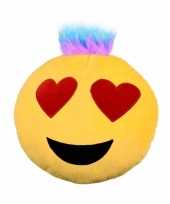 Emoji punk kussen hartjes ogen 35 cm trend