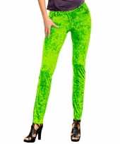 Feestkleding jeans legging neon groen trend