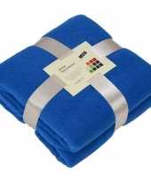 Fleece deken plaid kobaltblauw 130 x 170 cm trend