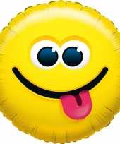 Folie ballon tong uitsteken smiley 45 cm trend
