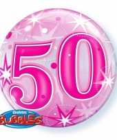 Folie helium ballon 50 jaar roze 55 cm trend
