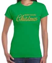Fout kerstshirt merry fucking christmas goud glitter groen dames trend