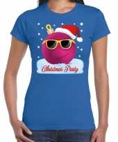 Fout t-shirt christmas party blauw voor dames trend