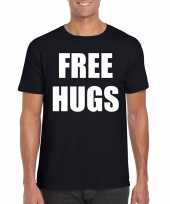 Free hugs tekst t-shirt zwart heren trend