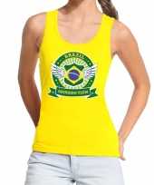 Geel brazil drinking team tanktop mouwloos shirt dames trend
