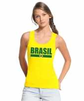 Geel brazilie supporter singlet-shirt tanktop dames trend