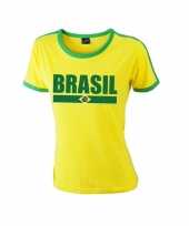Geel groen brazilie supporter ringer t-shirt voor dames trend