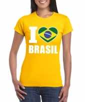 Geel i love brazilie fan shirt dames trend