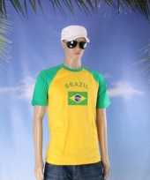 Geel met groen t-shirt met vlag van brazilie dames trend