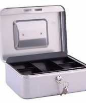 Geldkistje zilver 30 x 24 x 9 cm trend