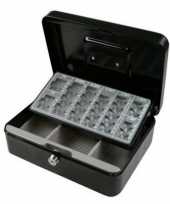 Geldkistje zwart met munten sorteerlade 25 x 18 x 9 cm trend
