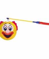 Gele clown lampion 22 cm met lampionstokje trend