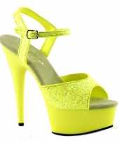 Gele glitter sandalen met enkelbandje trend