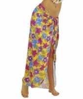 Gele hawaii verkleed sarong rok voor dames trend