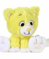 Gele knuffel kat poes give me a smile 14 cm trend