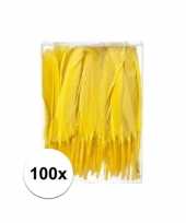 Gele sier veren 100 stuks13 cm trend