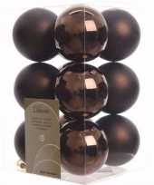 Glamour christmas kerstboom decoratie kerstballen bruin 12 x trend