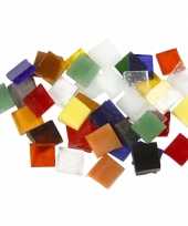 Glasmozaiek gekleurde tegels vierkantjes 10x10 mm 700 stuks trend