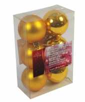 Gouden kerstballen kerstversiering van kunstof 12 stuks van 6 cm trend
