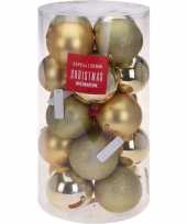 Gouden kerstversiering kerstballenset kunststof 12 cm trend