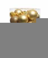 Gouden kerstversiering kunststof kerstballenset 34 stuks trend