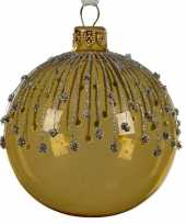 Gouden kerstversiering transparante kerstballen van glas 8 cm trend 10104722