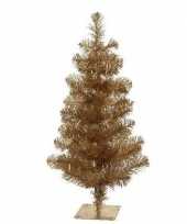 Gouden kunst kerstboom 60 cm met 70 takjes en metalen voet trend