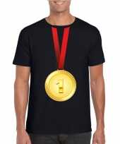 Gouden medaille kampioen shirt zwart heren trend