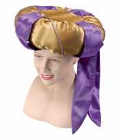 Gouden tulband met paarse en goud trend