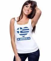 Griekenland hart vlag singlet-shirt tanktop wit dames trend