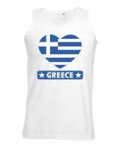 Griekenland hart vlag singlet-shirt tanktop wit heren trend