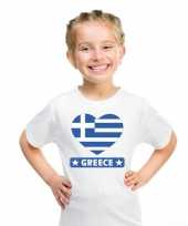 Griekenland hart vlag t-shirt wit jongens en meisjes trend