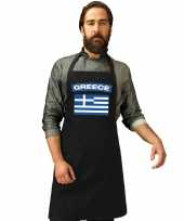 Griekenland vlag barbecueschort keukenschort zwart volwassenen trend