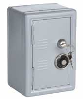 Grijs geldkistje kluisje met cijferslot en sleutel 19 cm trend