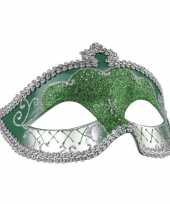 Groen zilver oogmasker met glitters voor dames trend