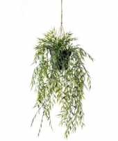 Groene bamboe kunstplant 50 cm in hangende pot trend