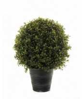 Groene buxus bol struik kunstplant 42 cm in zwarte plastic pot trend