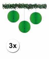 Groene kerstversiering ballen van papier 10 cm 3 stuks trend