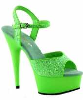 Groene sandaal hakken met glitters trend