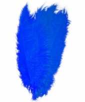 Grote veer struisvogelveren blauw 50 cm verkleed accessoire trend