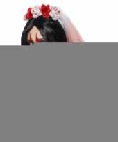 Halloween haarband met bebloede sluier en rozen trend